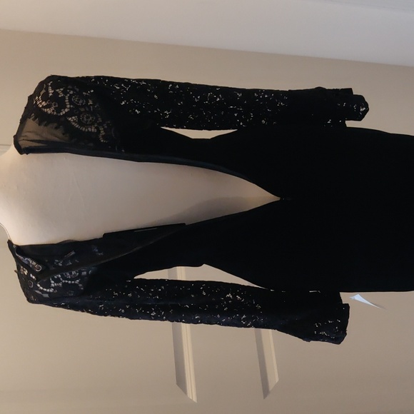New!C' faitPourVousParis black velvet lace dress bell shape long sleeves Goth Bo - Picture 9 of 14